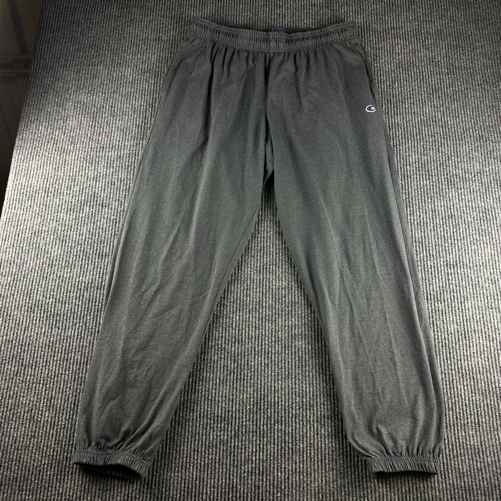 Champion Mens XL Gray Athletic Sweatpants Joggers Elastic Waist C Logo 3118